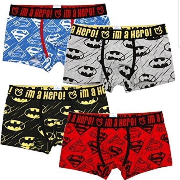 New Men's Boxer Briefs Superhero Lovers Batman Cotton Superman 4 Pack XL - Picture 3 of 12